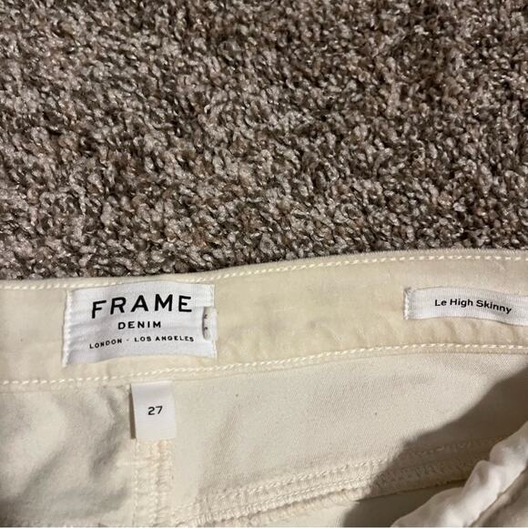 FRAME Ivory Winter White Velvet Skinny Pants Size 27 - Picture 4 of 8